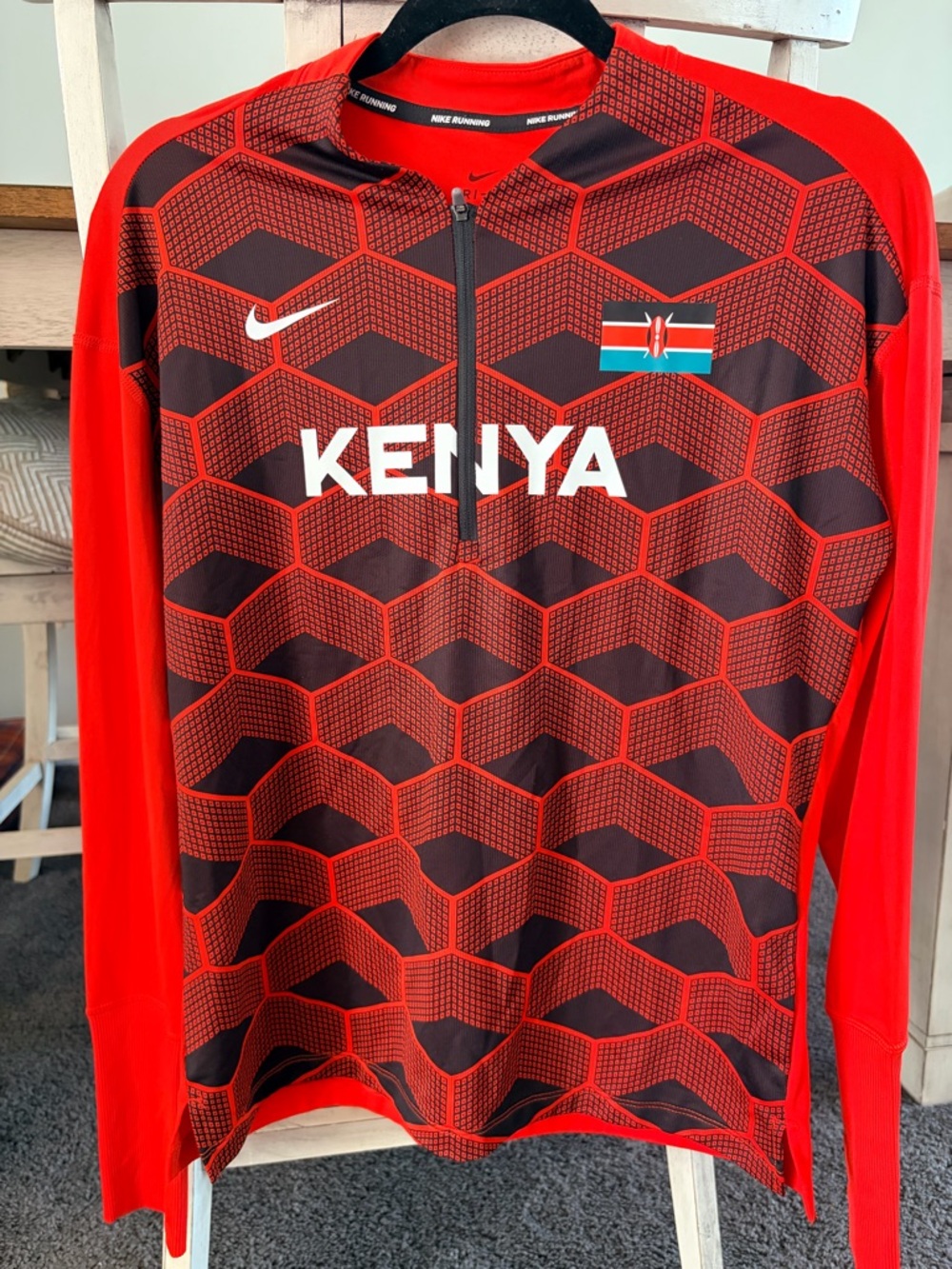 Nike Kenya Dri‑Fit Running Jacket | Men’s S | National Team Red/Black